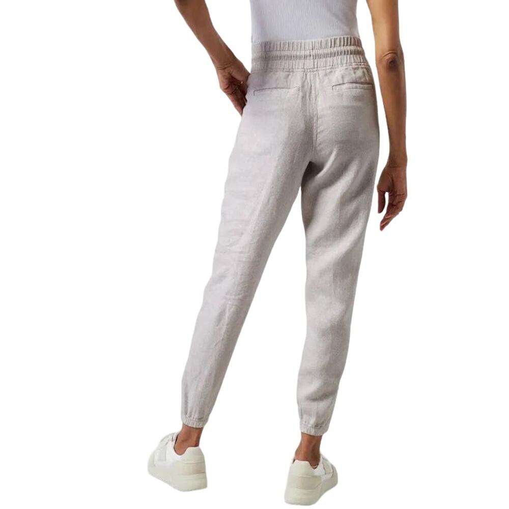 Athleta White Cabo Linen Cheetah Print Grey Joggers Pants Womens Size 8 Casual - Picture 2 of 6